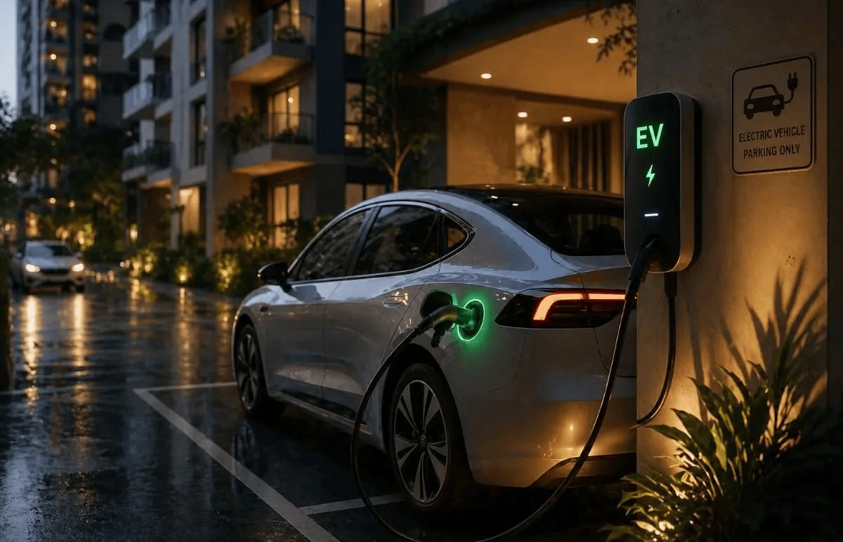 Haryana plans to require EV charging infrastructure in newly built structures. Featured Image